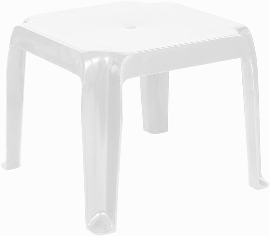 White Square Resin Patio Side Table Set 2