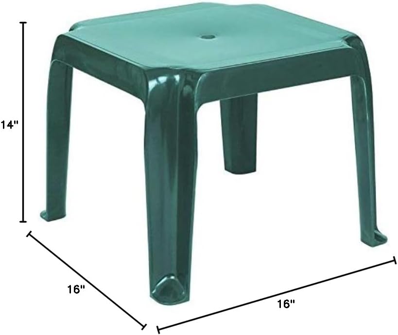 Green Square Resin Patio Side Table Set 2