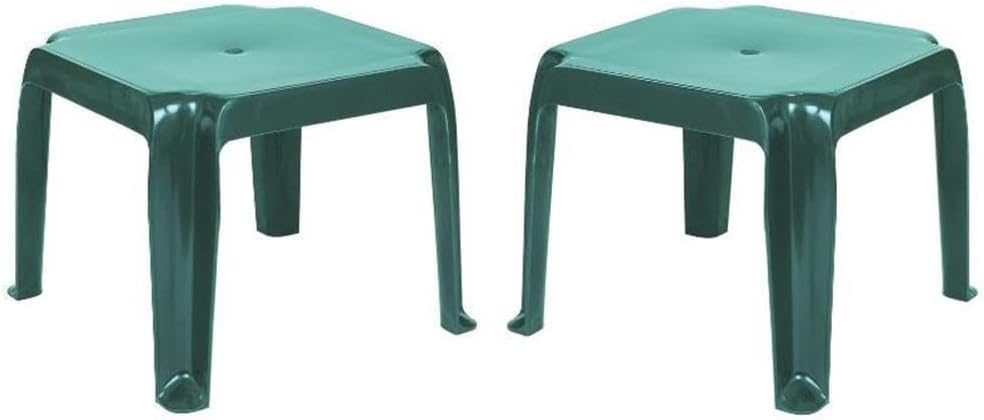 Green Square Resin Patio Side Table Set 2