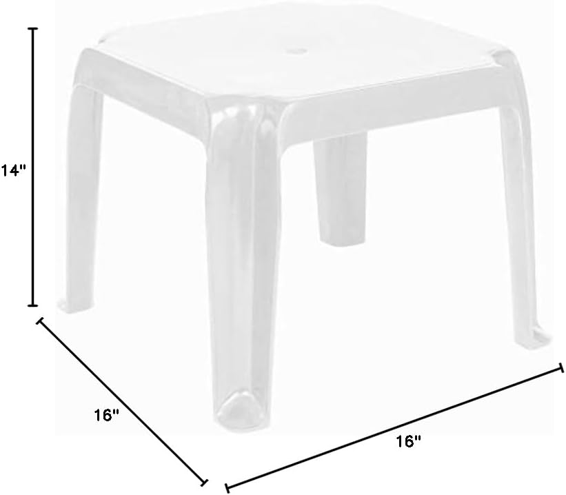 White Square Resin Patio Side Table Set 2