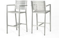 Silver Aluminum Outdoor Bar Stools Set 2