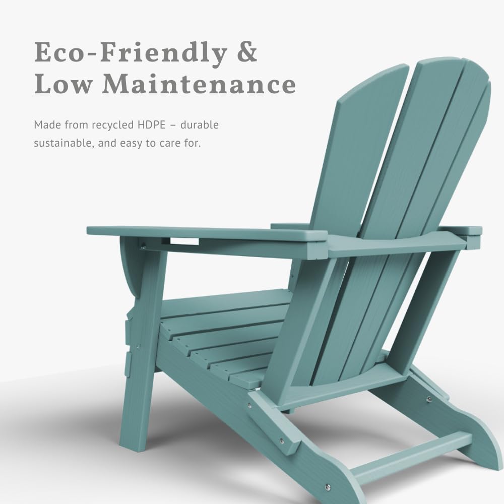 Aruba Blue HDPE Adirondack Chairs Set 4