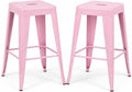Pink 24" Outdoor Metal Bar Stools Set 2