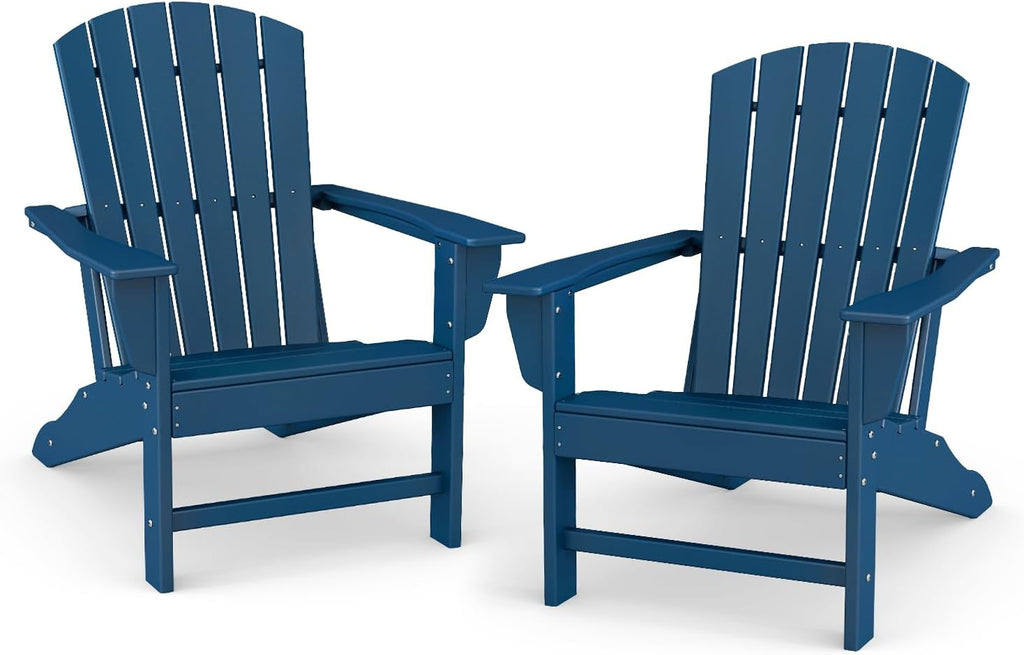 Blue HDPE Adirondack Chairs Set 2