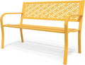 Yellow Floral Metal Outdoor Garden Bench