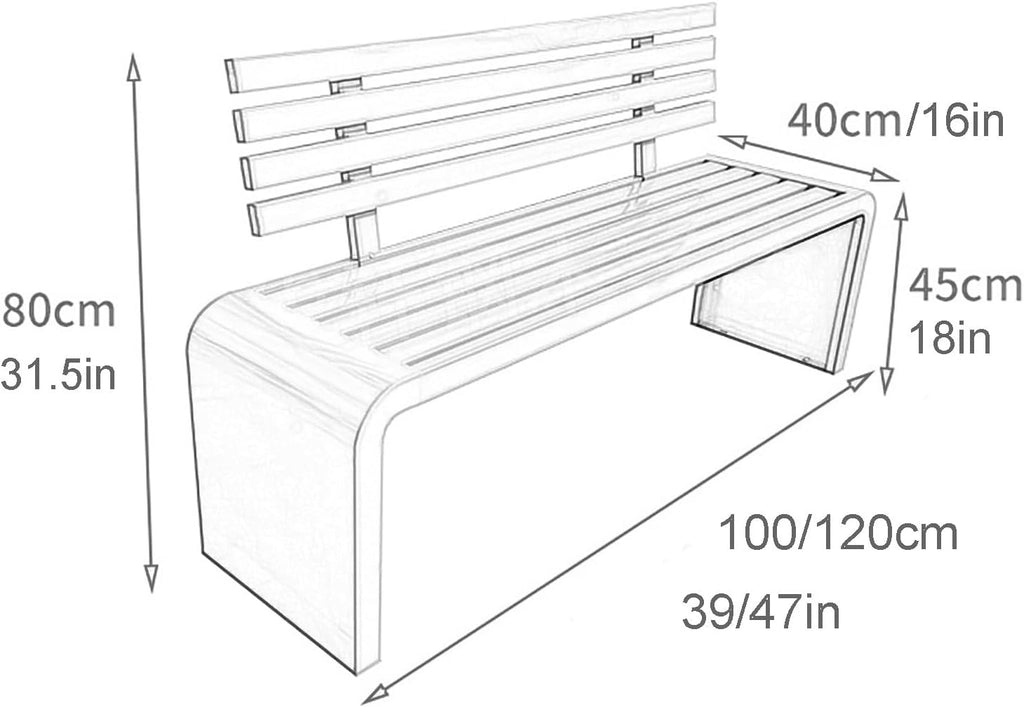 Yellow Steel Slatted Outdoor Garden Bench
