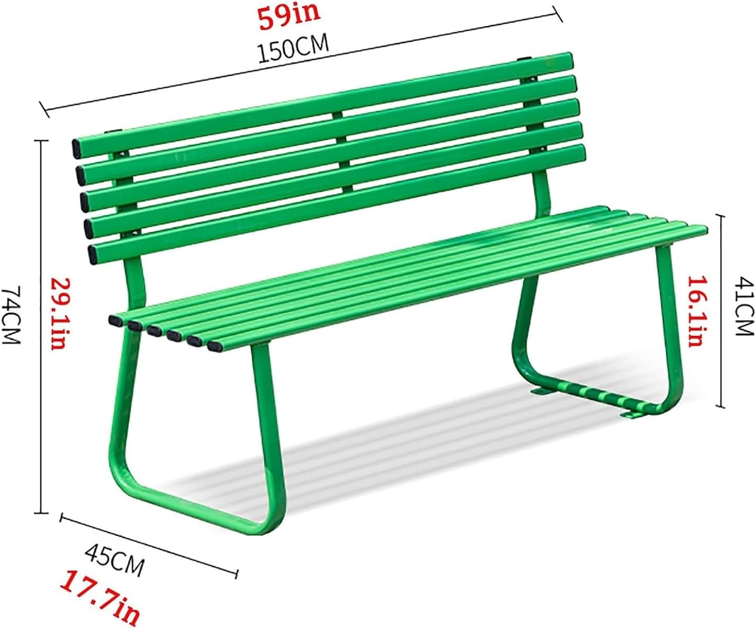 Green Metal Weatherproof Outdoor Garden Bench