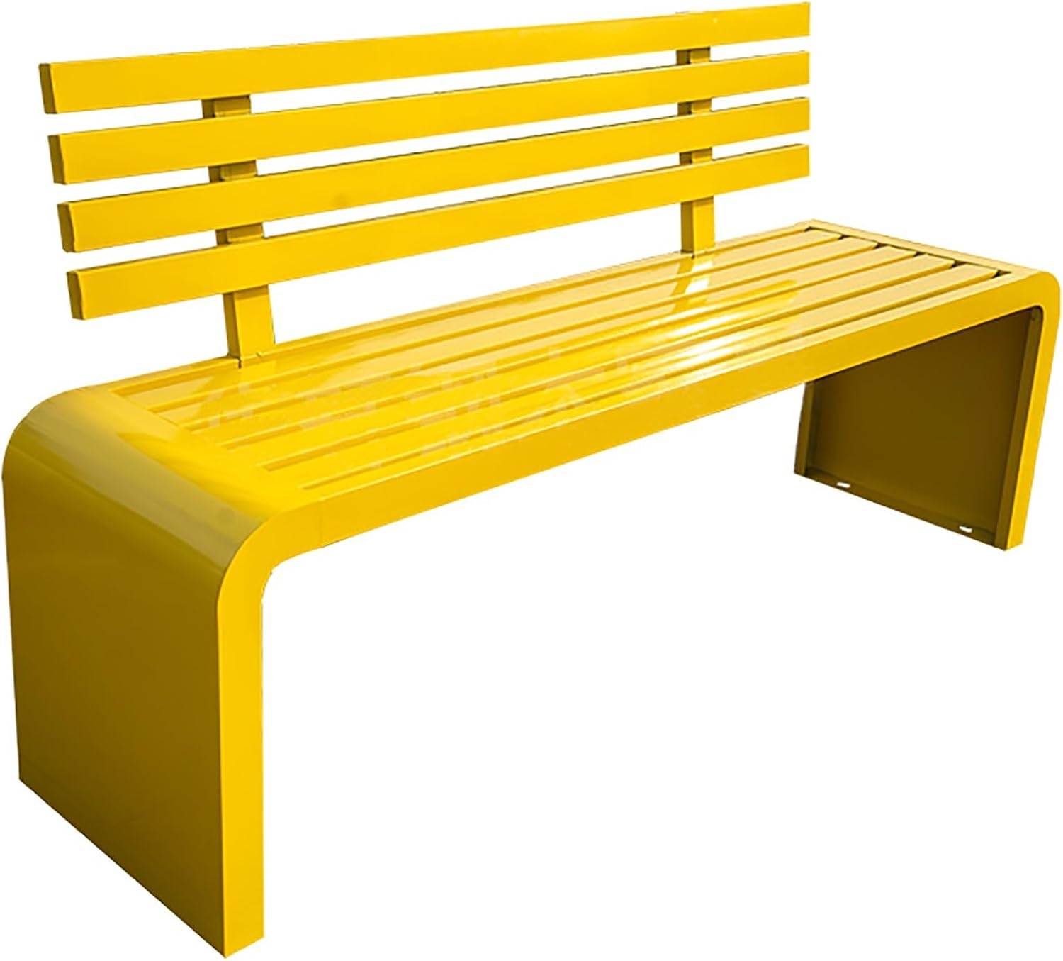 Yellow Steel Slatted Outdoor Garden Bench