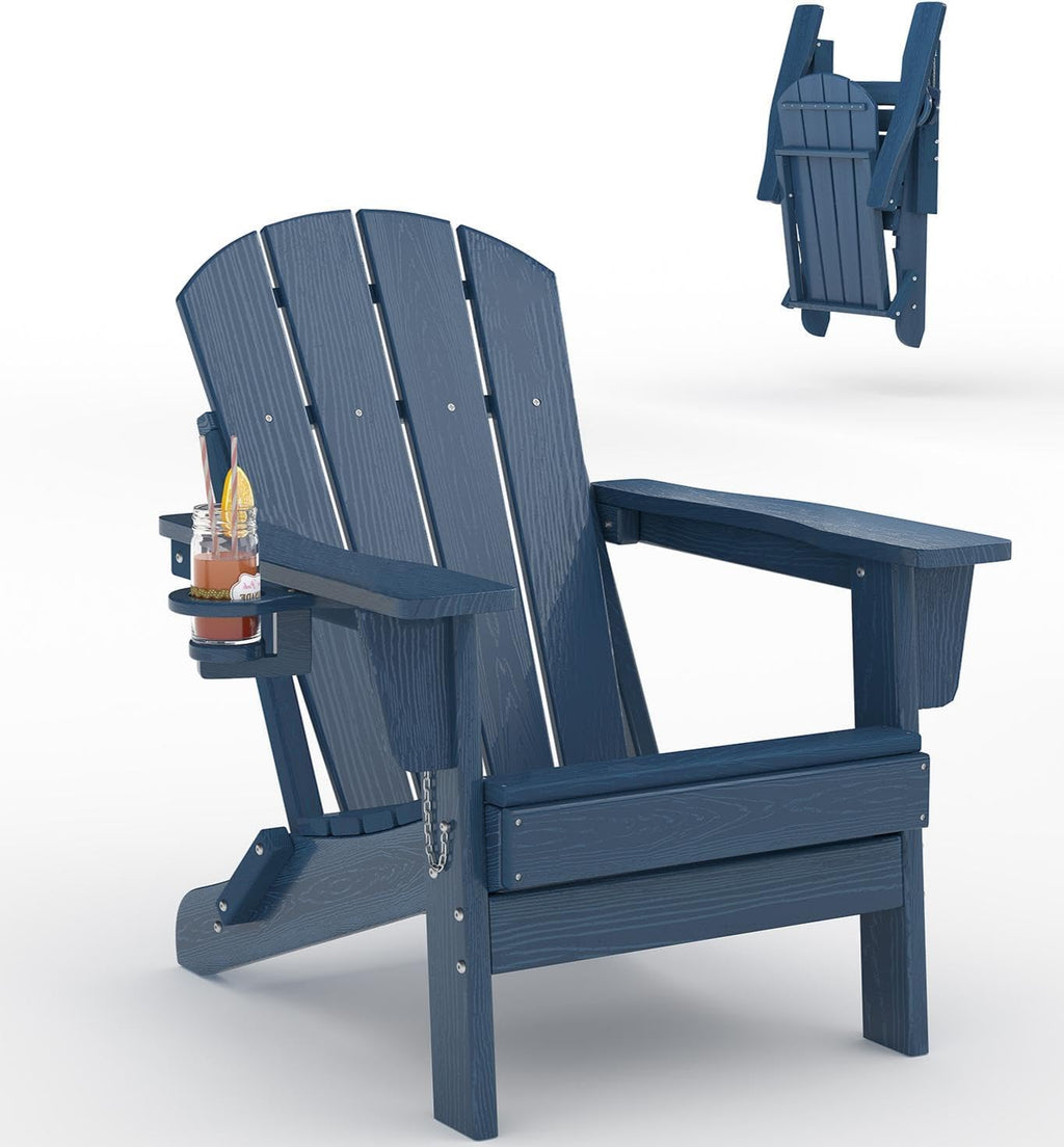 Navy Folding Adirondack Chairs Set 4