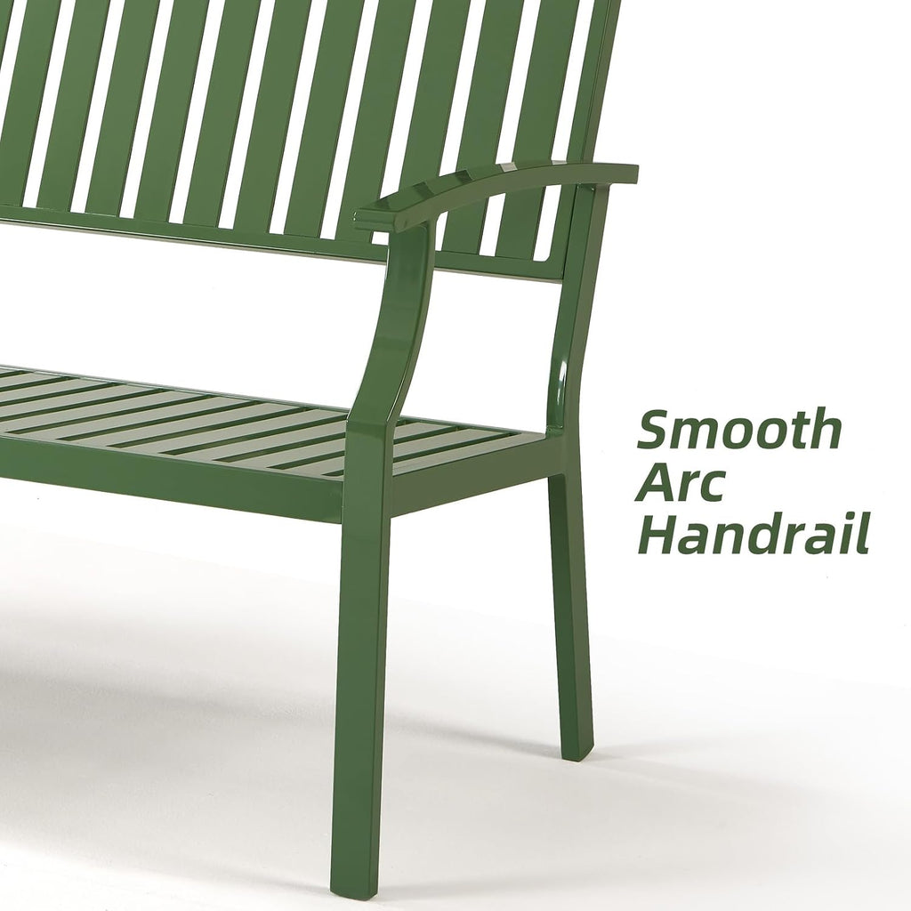 Green Aluminum Outdoor Garden Bench 2-Person