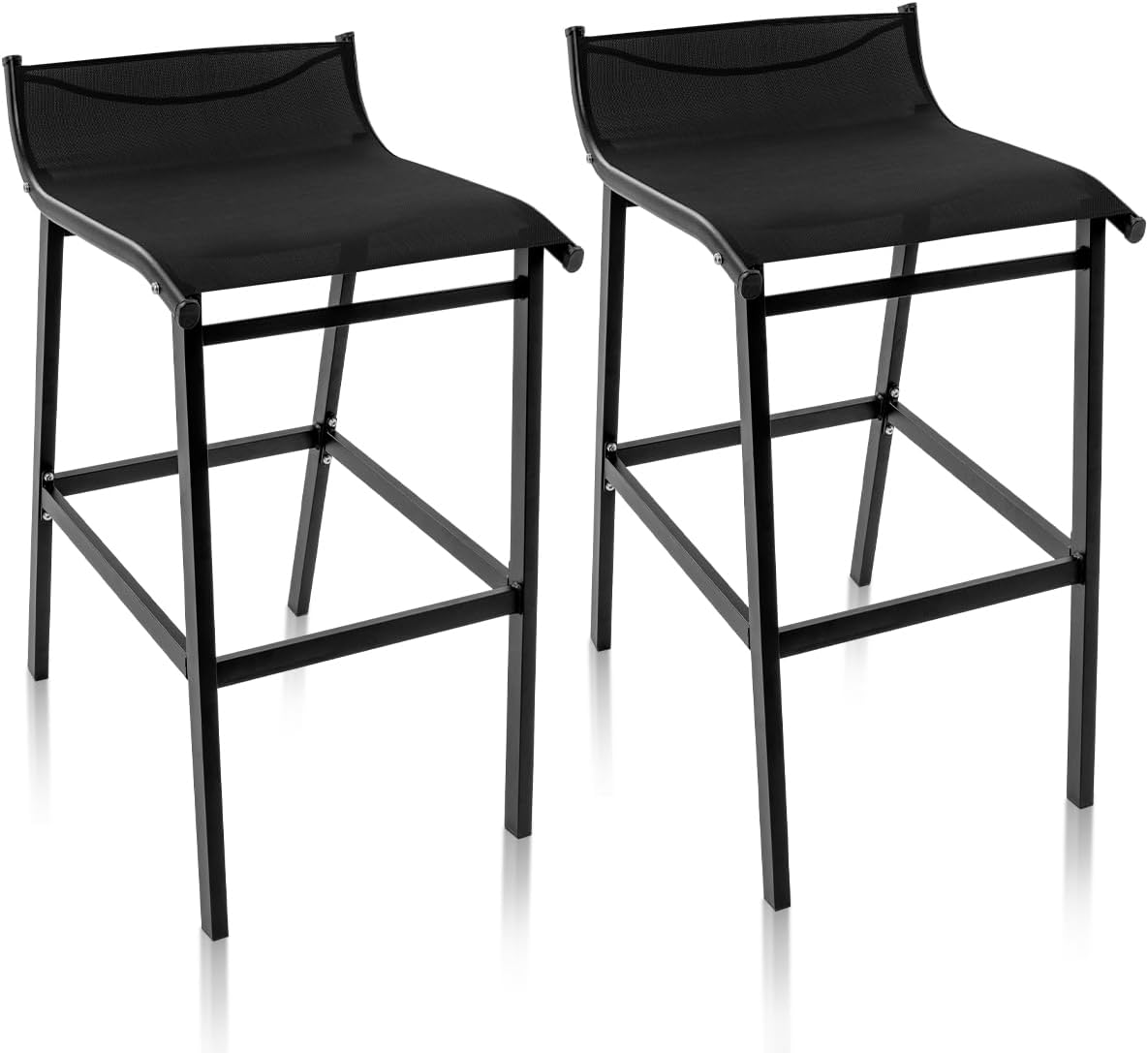 Black Modern Outdoor Bar Stools Set 2