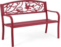 Red Bird Cast Iron Outdoor Garden Bench