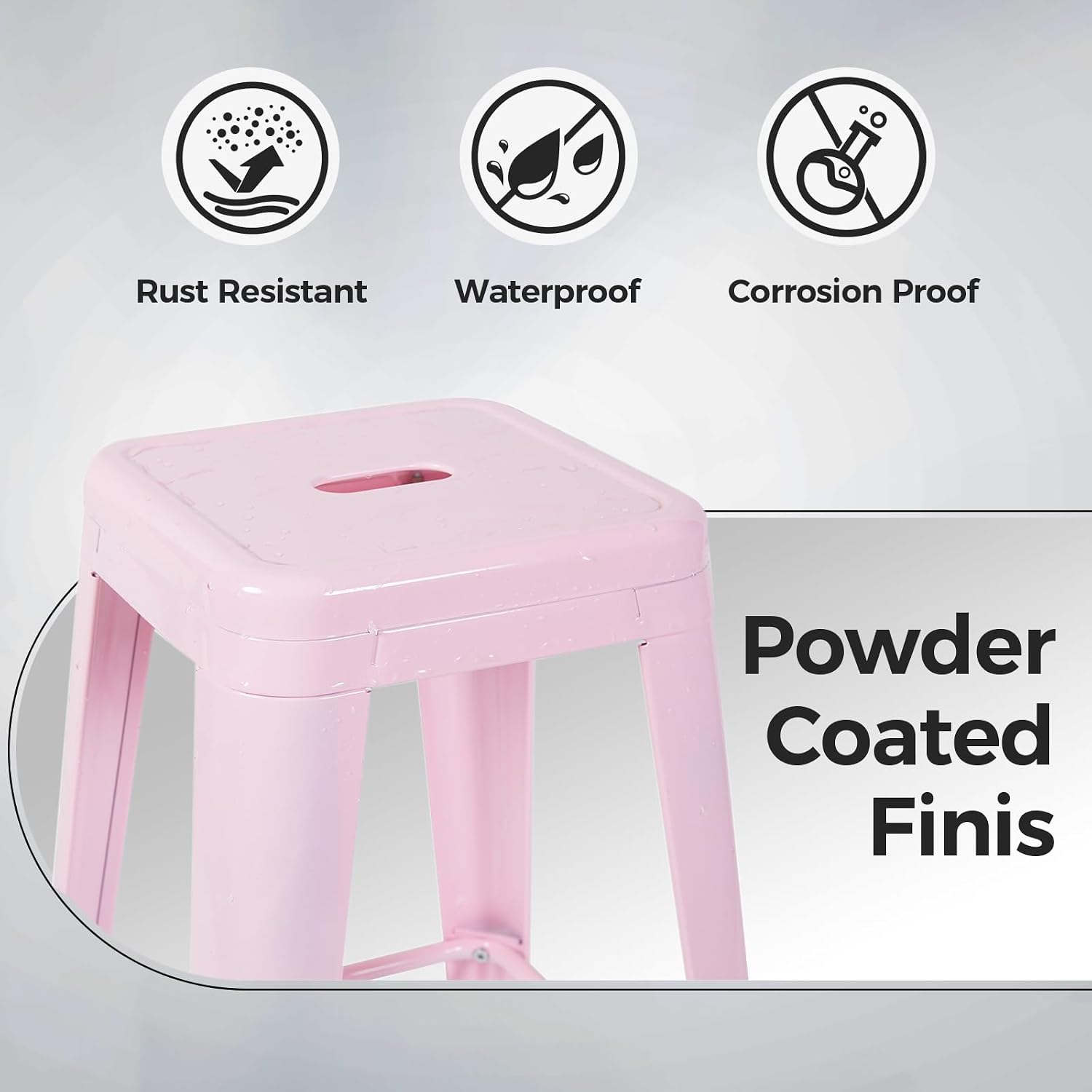Pink 24" Outdoor Metal Bar Stools Set 2
