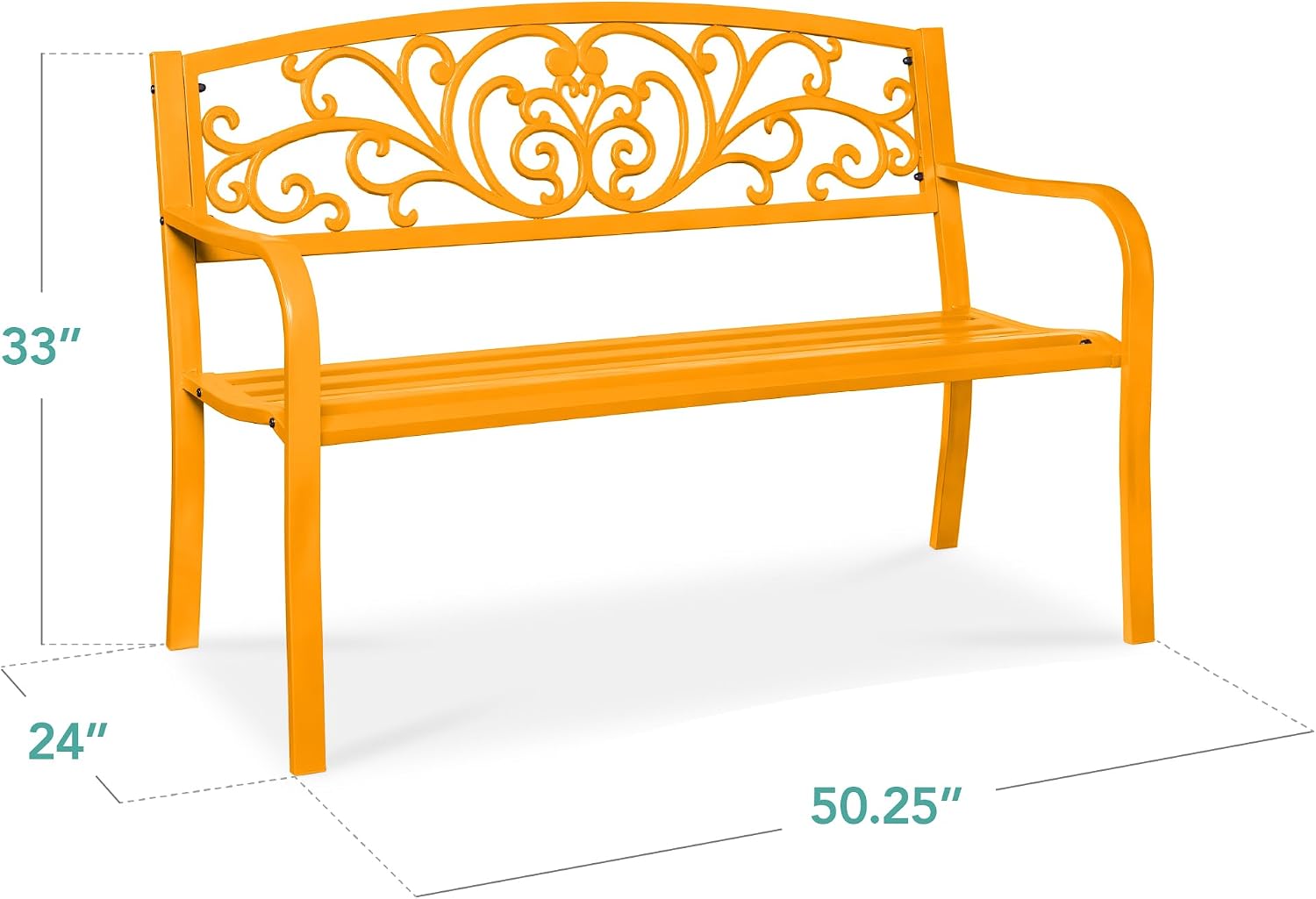 Marigold Steel Floral Outdoor Garden Bench