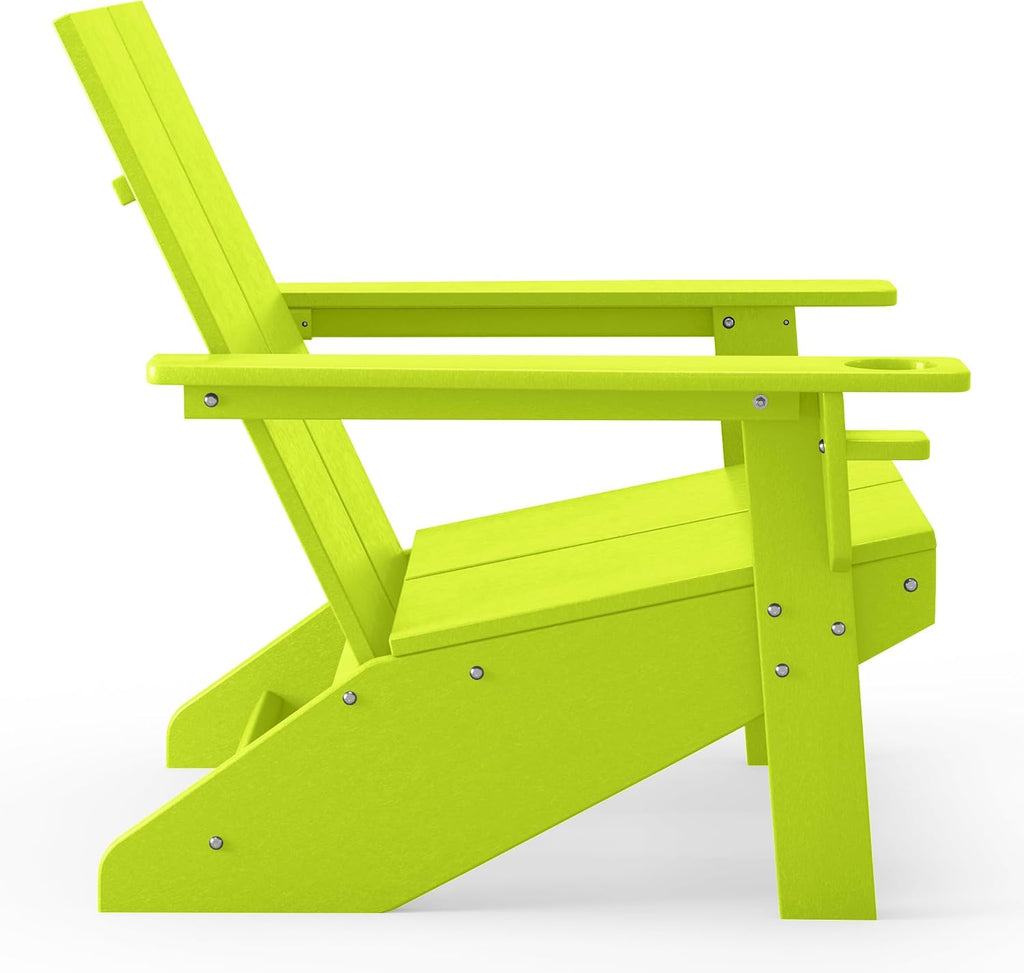 Lime HDPE Adirondack Chair with Cup Holder