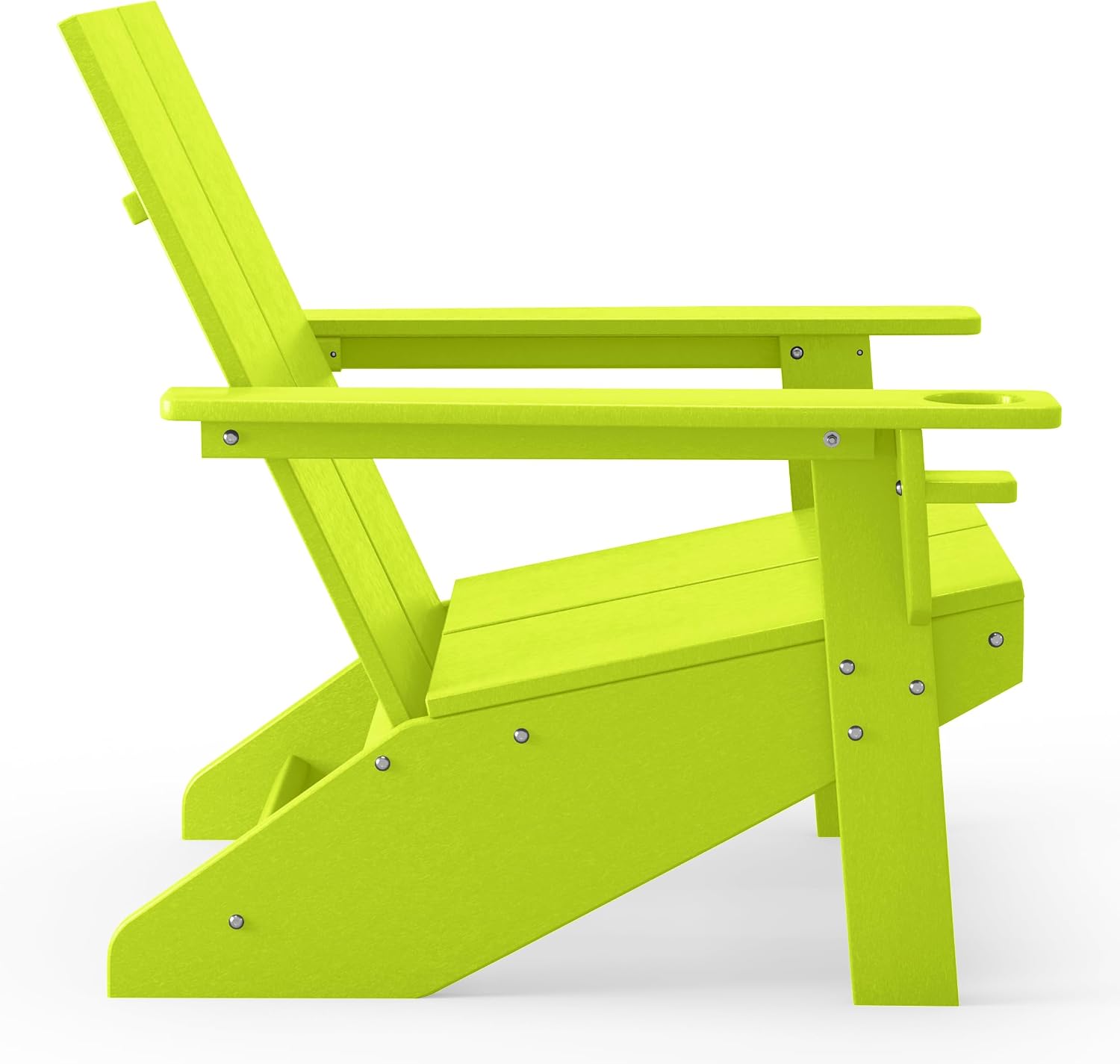 Lime HDPE Adirondack Chair with Cup Holder