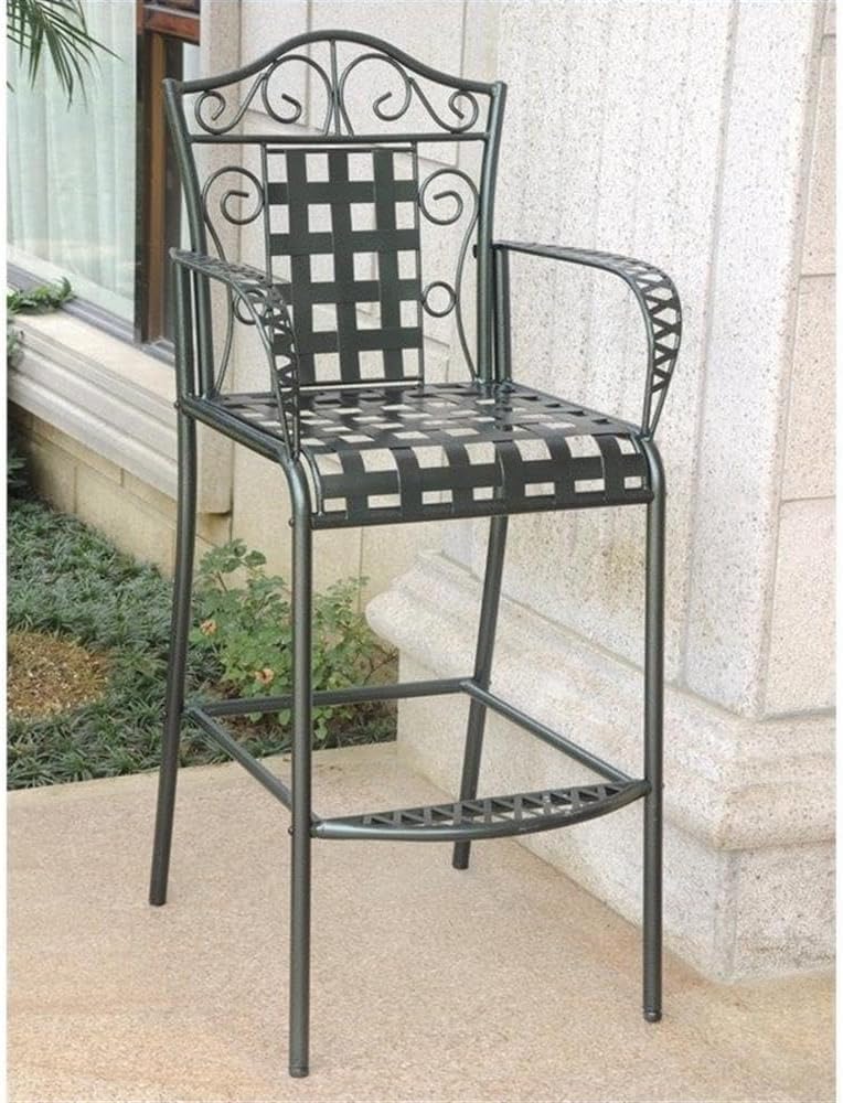 Antique Black Outdoor Bar Stools Set 2