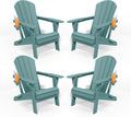 Aruba Blue HDPE Adirondack Chairs Set 4