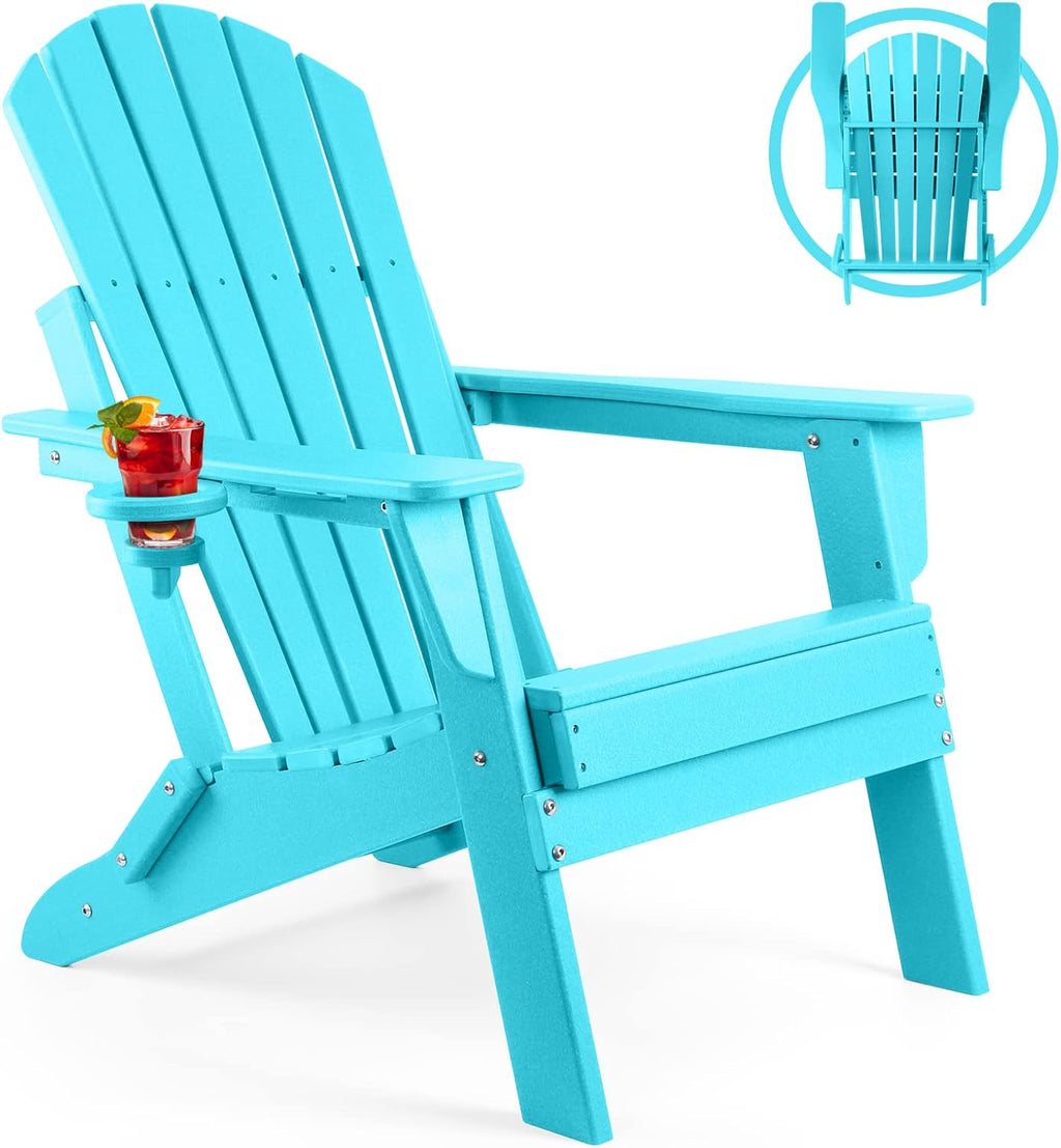 HDPE Folding Adirondack Chair with Cup Holder