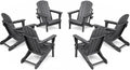 Grey Foldable HDPE Adirondack Chairs Set 6