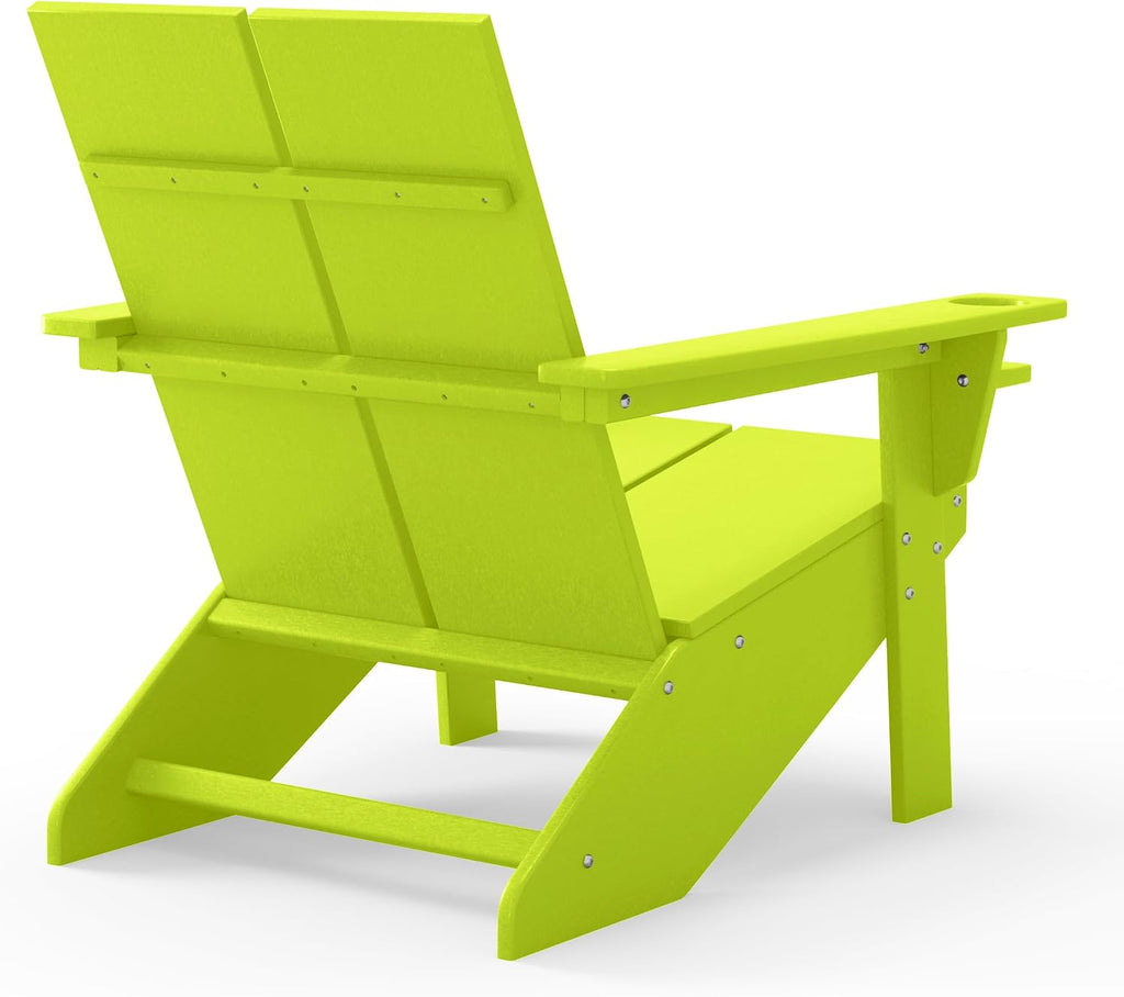 Lime HDPE Adirondack Chair with Cup Holder