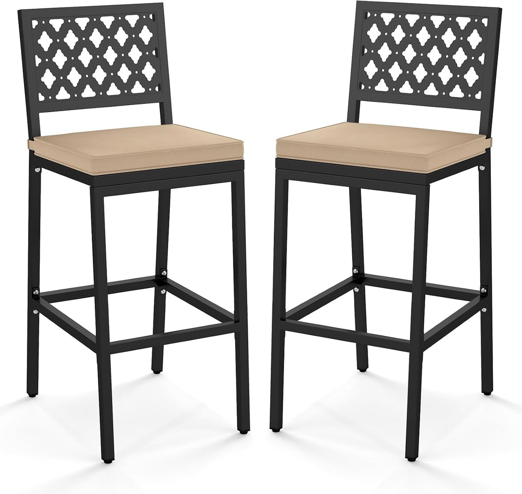Cushioned Outdoor Bar Stools Set 2