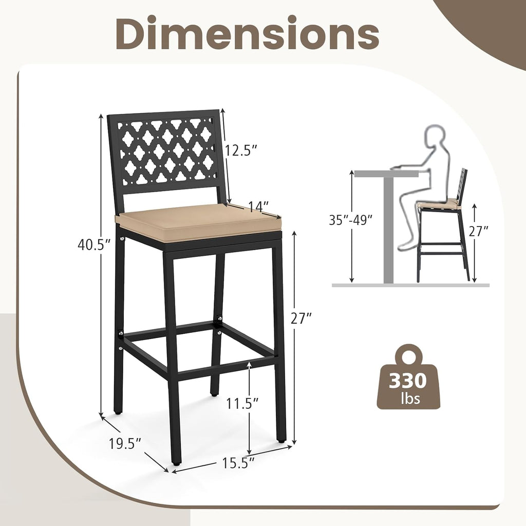 Cushioned Outdoor Bar Stools Set 2