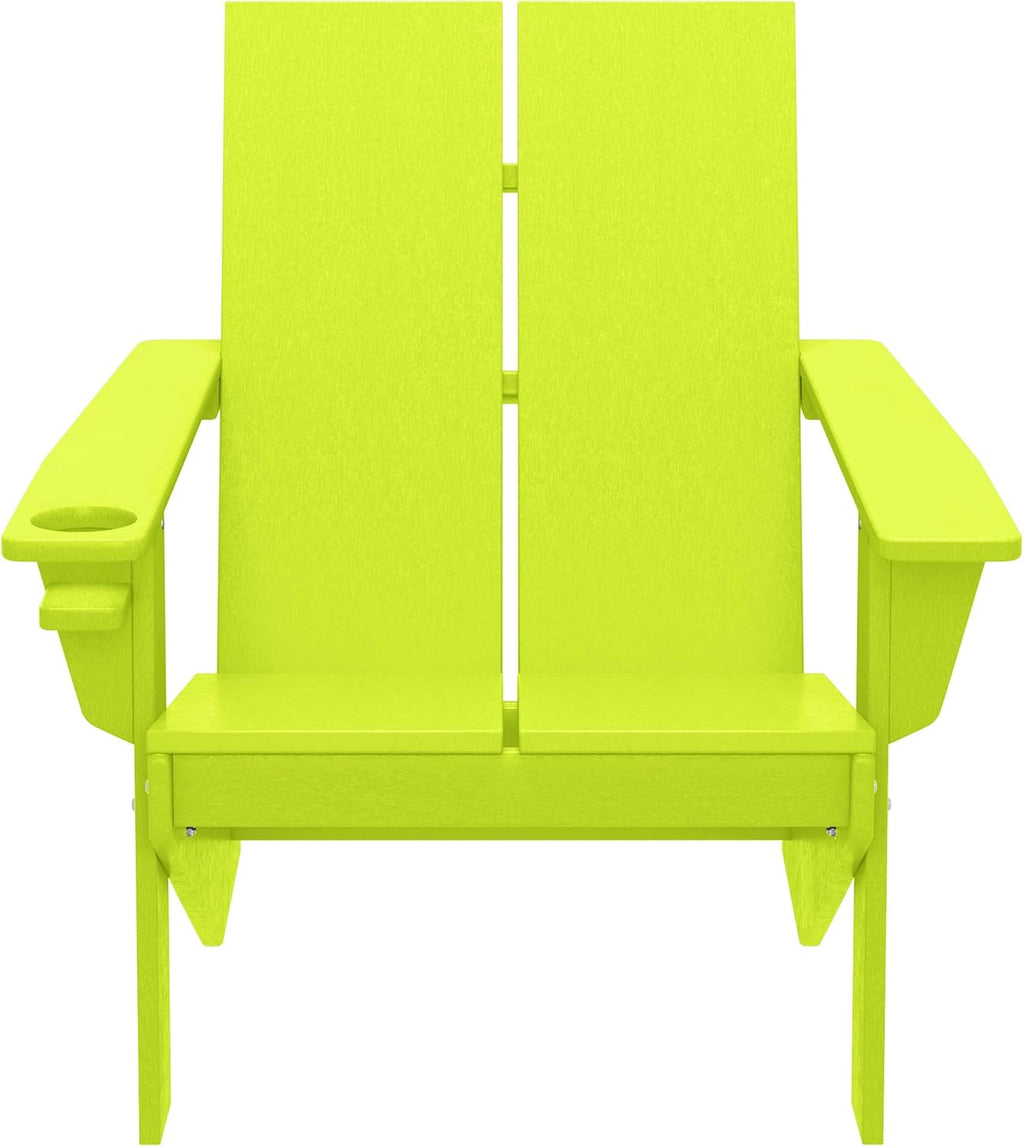 Lime HDPE Adirondack Chair with Cup Holder