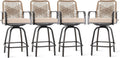 Swivel Wicker Outdoor Bar Stools Set 4