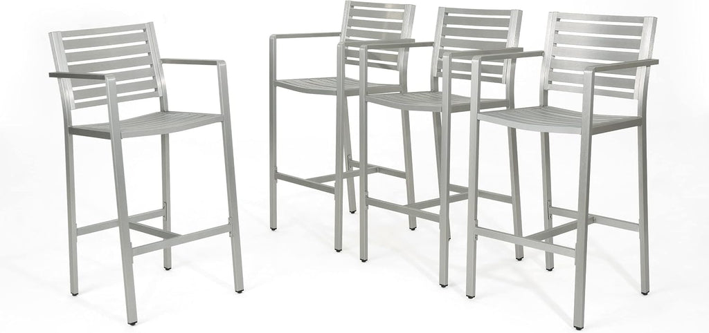 Silver Outdoor Barstools Set of 4
