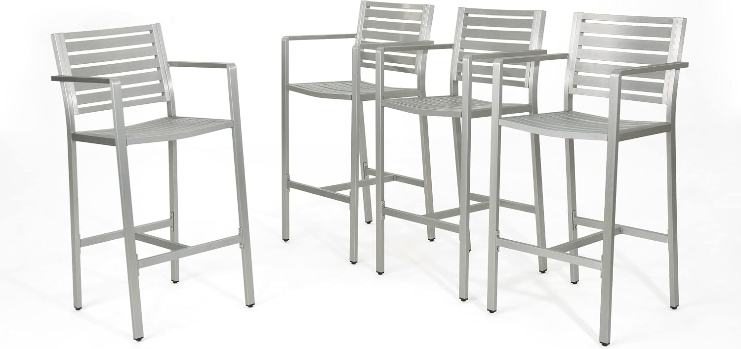 Silver Outdoor Barstools Set of 4