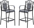 Antique Black Outdoor Bar Stools Set 2