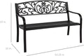 Black Steel Floral Outdoor Garden Bench