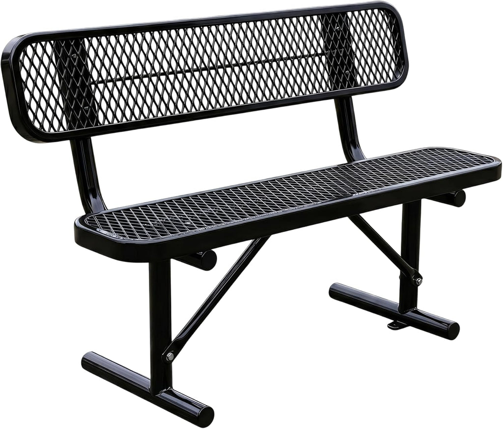 Black 6ft Steel Commercial Park Bench