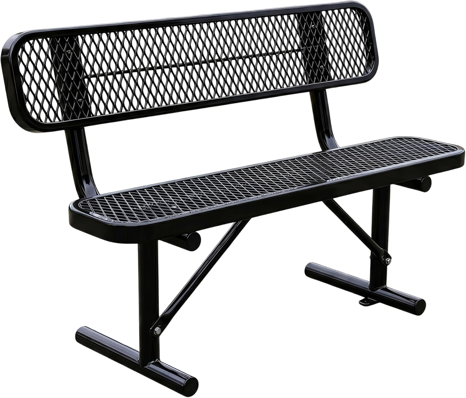 Black 6ft Steel Commercial Park Bench