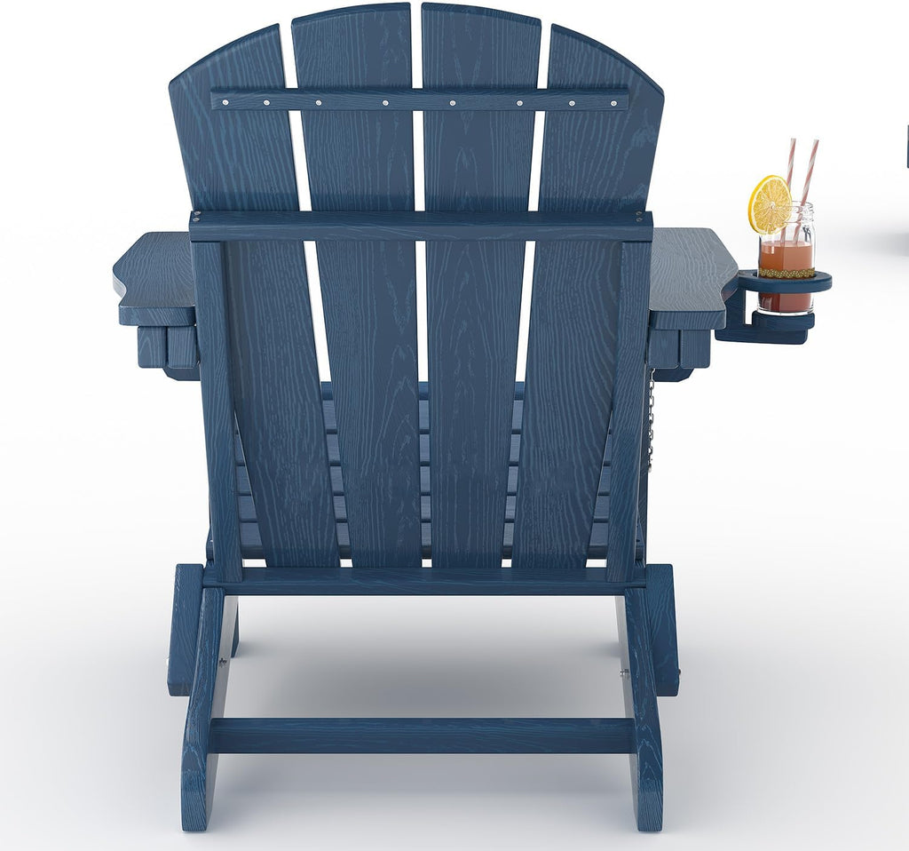 Navy Folding Adirondack Chairs Set 4