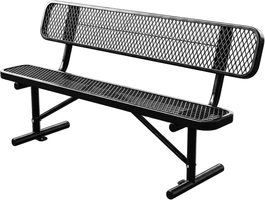 Black 6ft Steel Commercial Park Bench