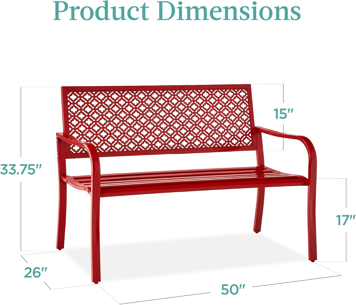 Rose Red Steel 2-Person Outdoor Garden Bench