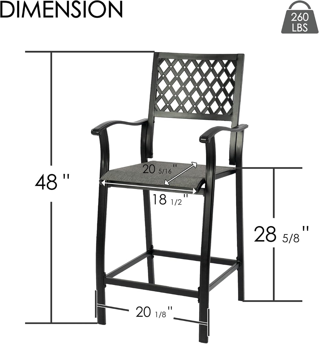 Gray Textilene Outdoor Bar Stools Set 2