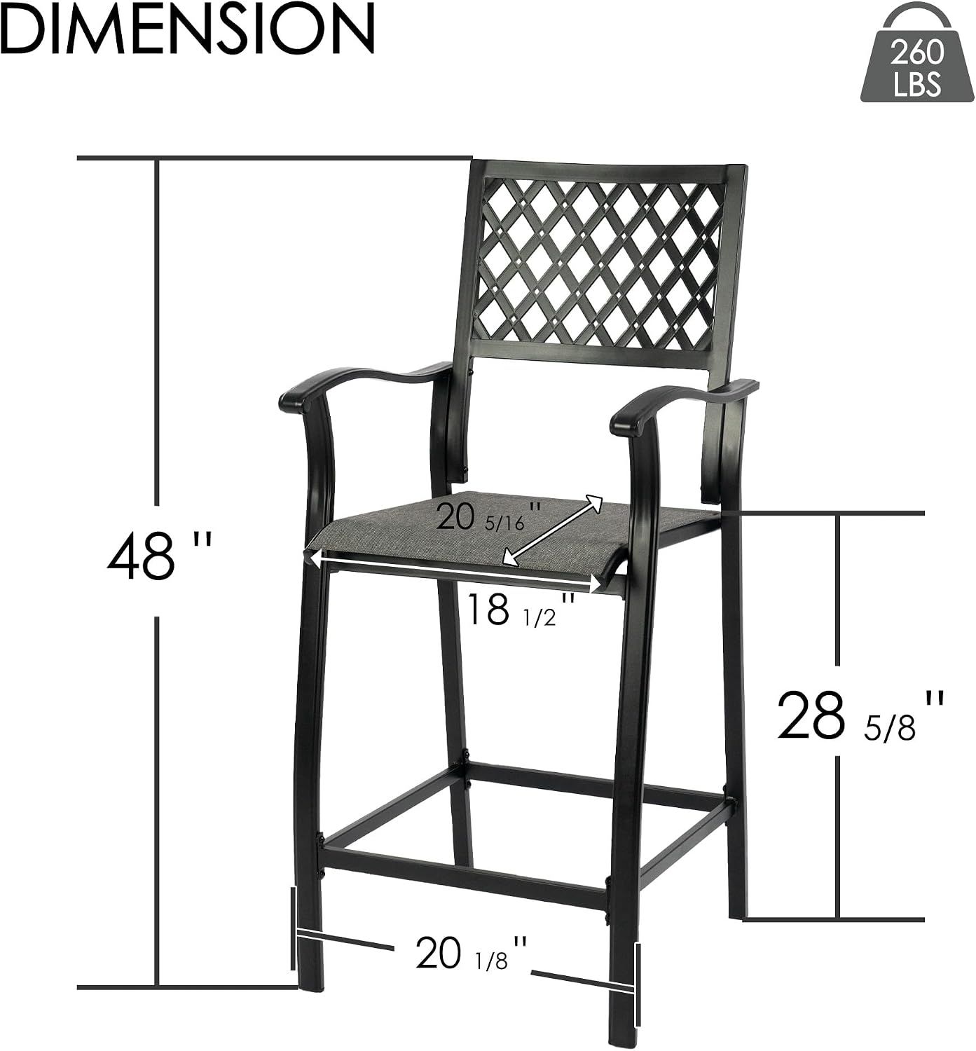 Gray Textilene Outdoor Bar Stools Set 2