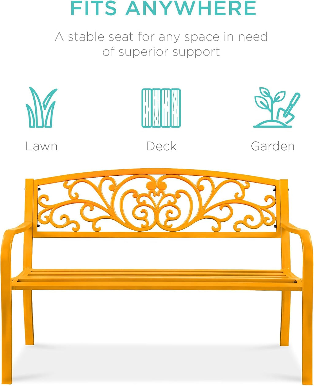Marigold Steel Floral Outdoor Garden Bench