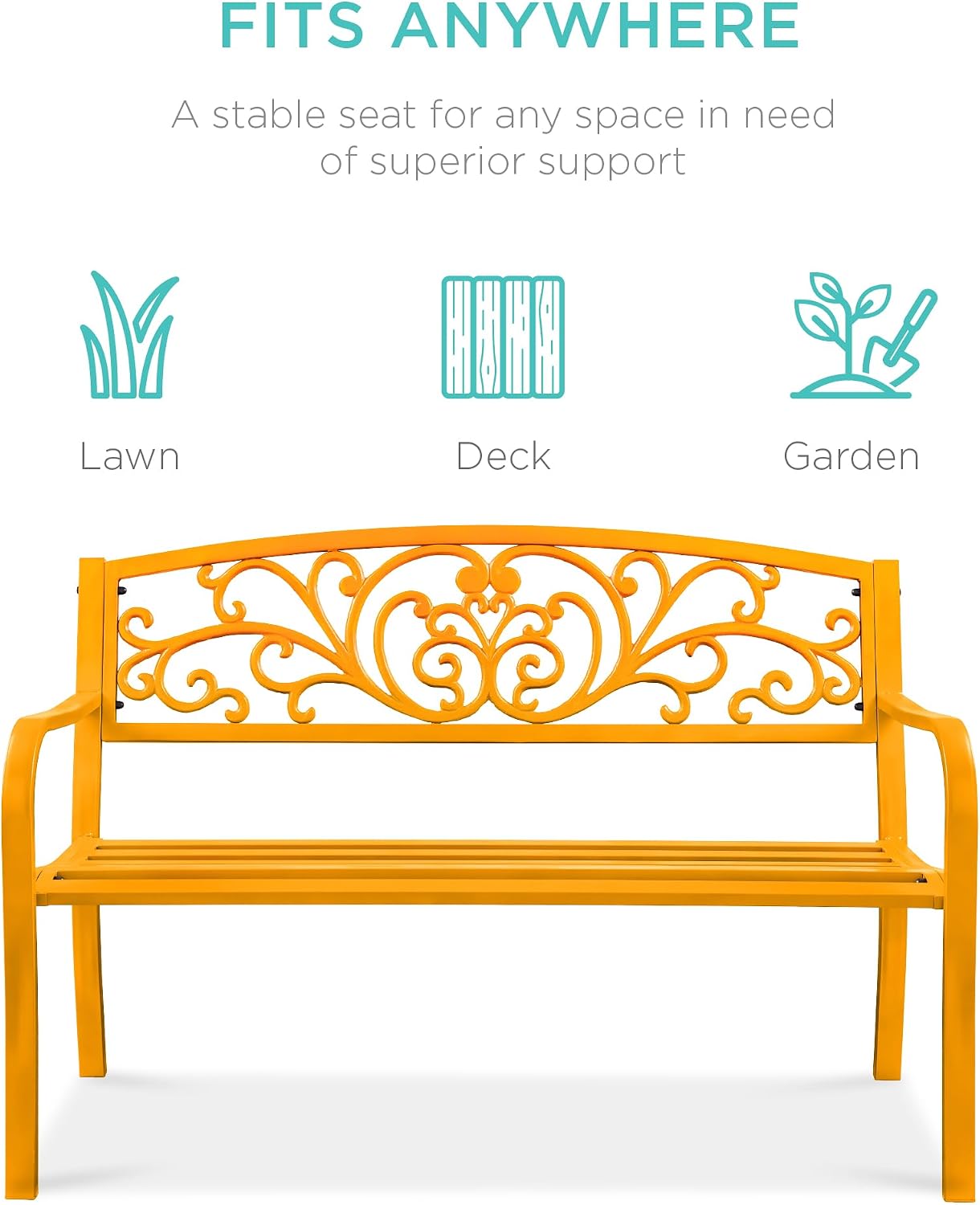 Marigold Steel Floral Outdoor Garden Bench
