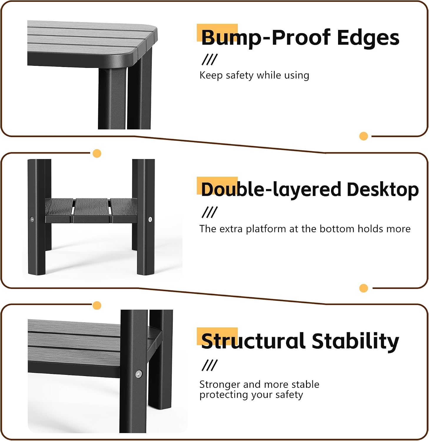 Black 2-Tier Resin Outdoor Side Table