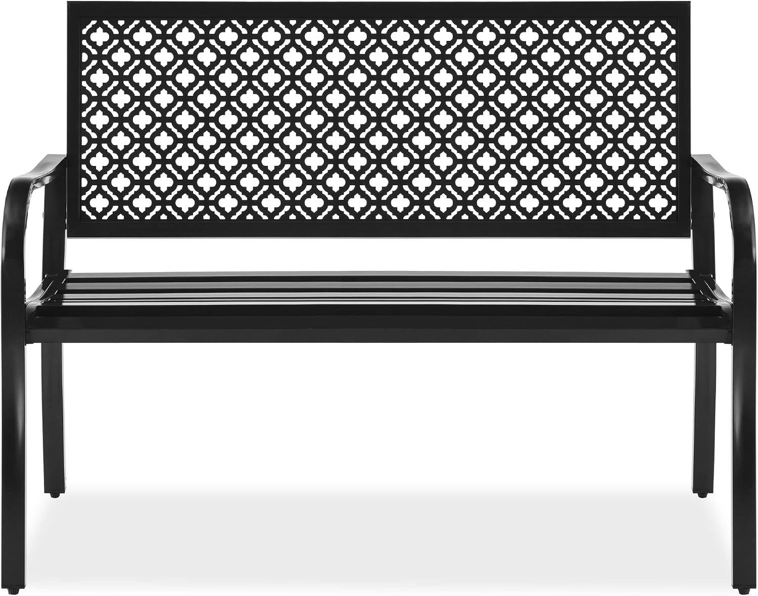 Black Steel 2-Person Outdoor Garden Bench