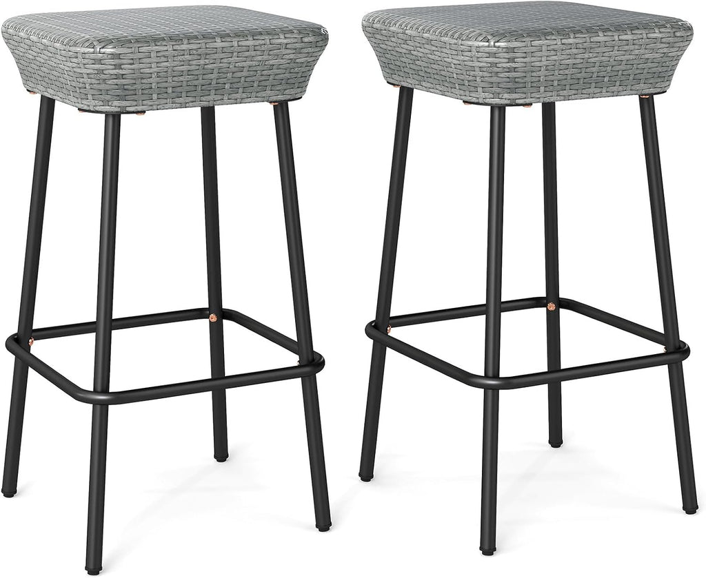 Gray Backless Outdoor Bar Stools Set 2
