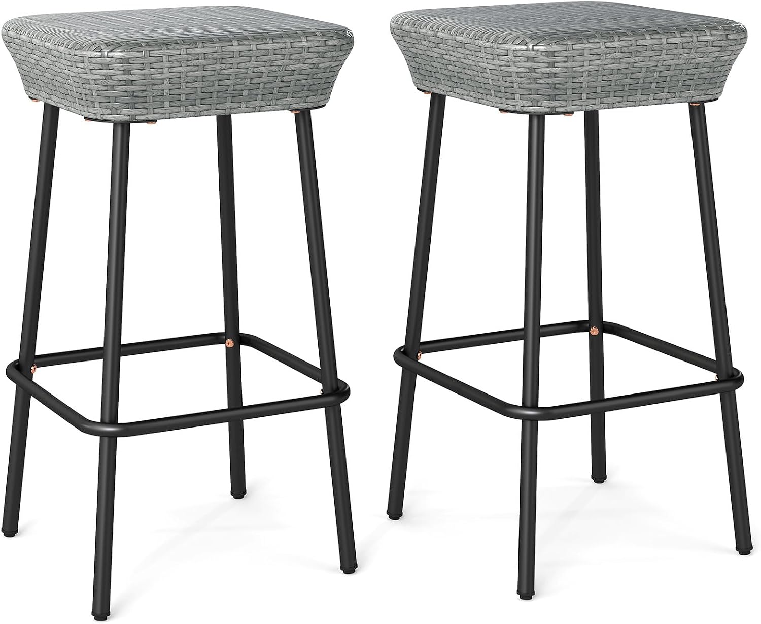 Gray Backless Outdoor Bar Stools Set 2