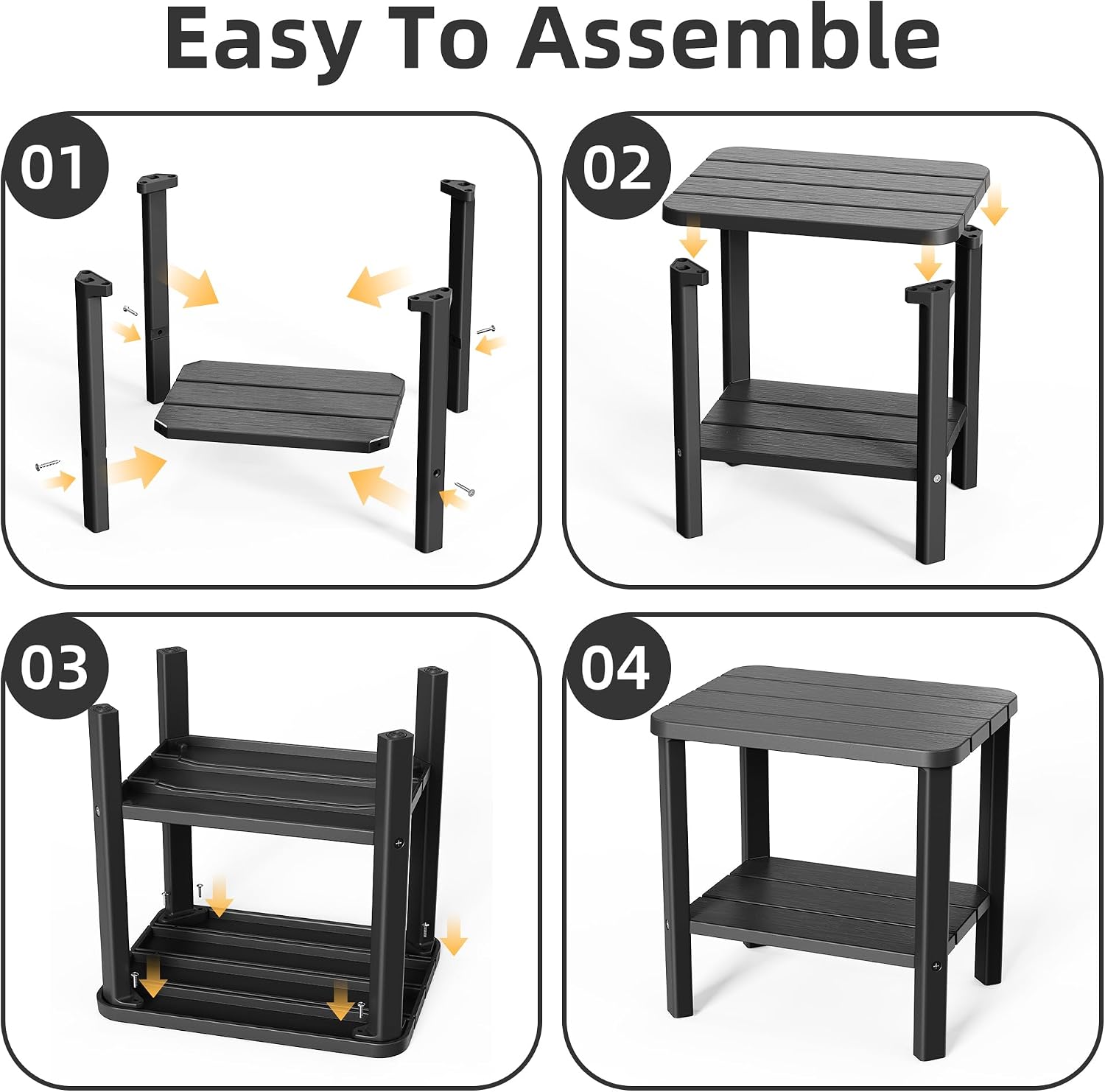 Black 2-Tier Resin Outdoor Side Table