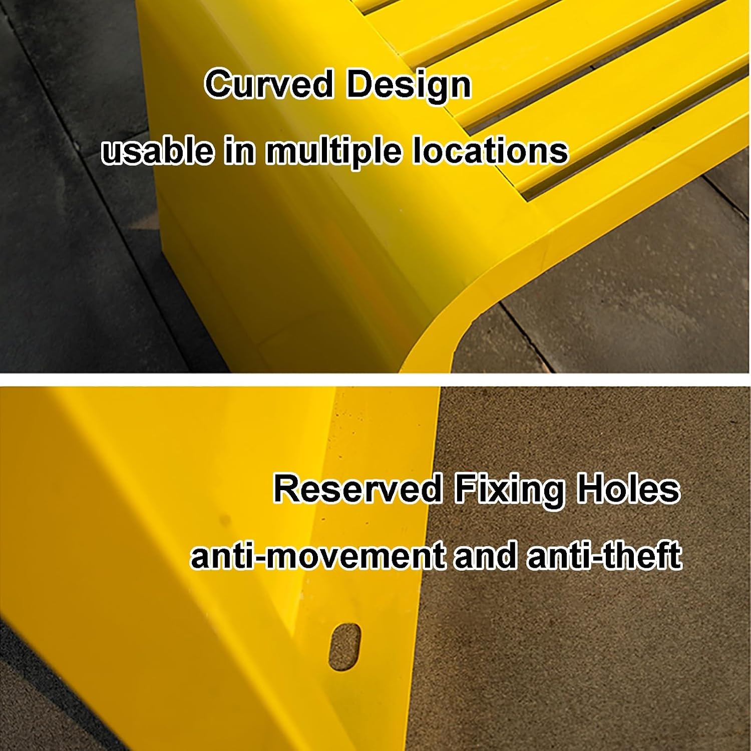 Yellow Steel Slatted Outdoor Garden Bench