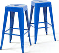 Blue 30" Outdoor Metal Bar Stools Set 2