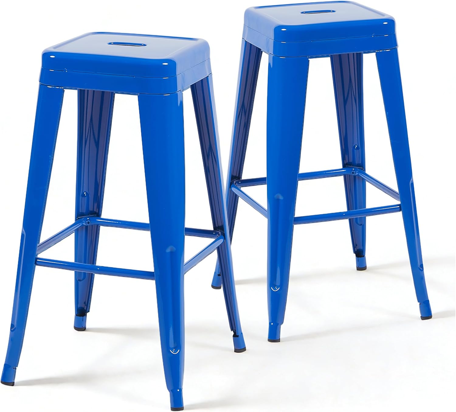 Blue 30" Outdoor Metal Bar Stools Set 2